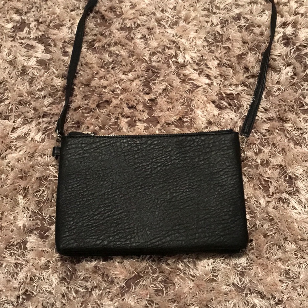 Black leather cross body bag